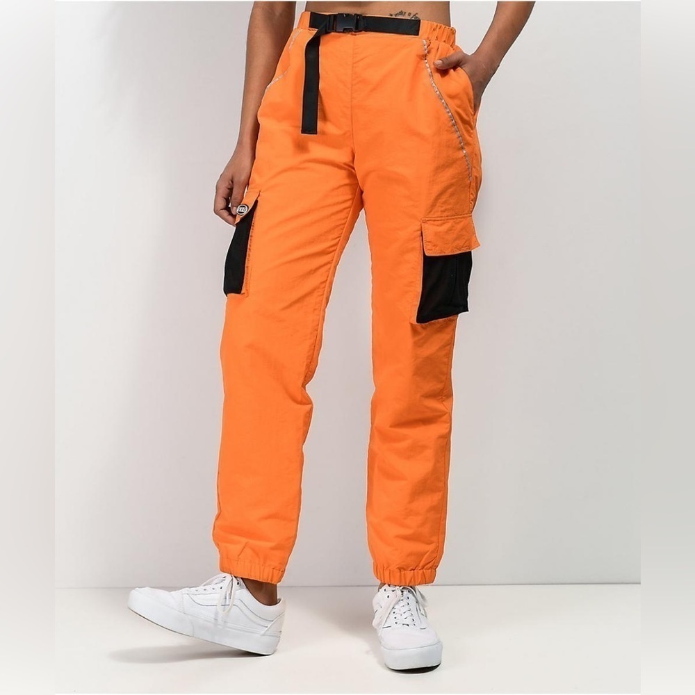 By Samii Ryan Just Leave Orange Crinkle Track Pants Orange | Womens XS